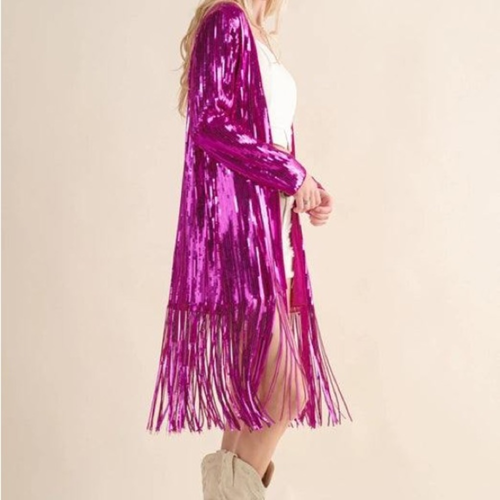 Buckle Purple Sequin Fringe Jacket - Picture 2 of 2